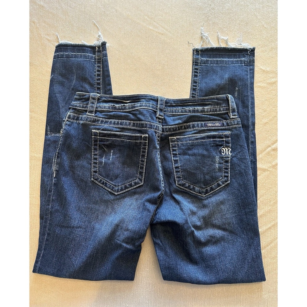 Miss Me‎ Jeans Sz 30 Skinny Faux Holes Low Rise Medium Wash